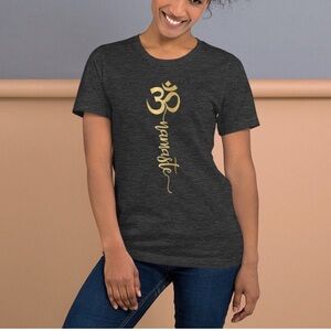 Gold Om Namaste T-Shirt | Om Symbol, Aum Yoga, Spiritual, Zen, Meditation Tee